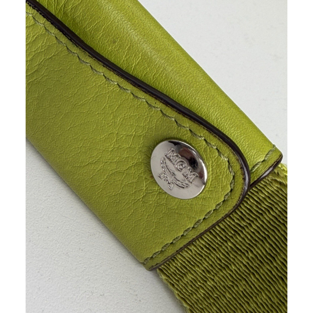 MCM Messenger Crossbody Bag in Neon Green Visetos Monogram Leather S-15 - Picture 5 of 16